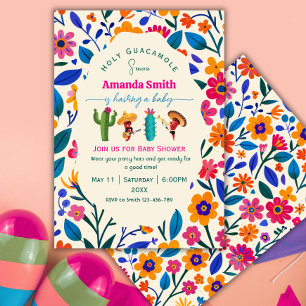 Invitation Élégante art folklorique Baby shower floral mexica