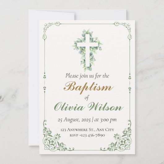 Invitation élégante au baptême d'adulte (Devant)