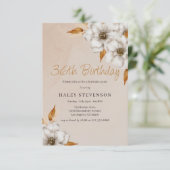Invitation Élégante Automne Boho Chic Floral 36e fête d'anniv (Debout devant)