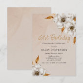 Invitation Élégante Automne Boho Chic Floral 61e fête d'anniv (Devant / Derrière)