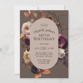Invitation Elégante Automne Floral 60e fête d'anniversaire (Devant)