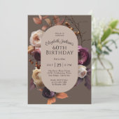 Invitation Elégante Automne Floral 60e fête d'anniversaire (Debout devant)