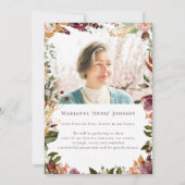 Invitation Élégante Automne Floral Memorial Célébration de la (Dos)