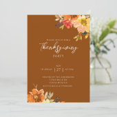 Invitation Élégante Automne Floral Thanksgiving Party (Debout devant)