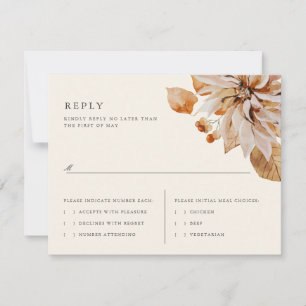 Invitation Elégante Automne Floral Wedding RSVP Reply Card