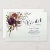 Invitation Élégante automne Plum d'hiver Fête des mariées pou (Devant / Derrière)