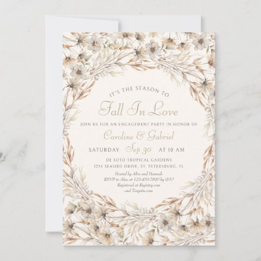 Invitation Élégante Automne Tomber Dans L'Amour Partie Engage (Devant)