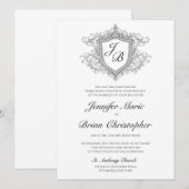 Invitation élégante avec blason monogrammé (Devant / Derrière)