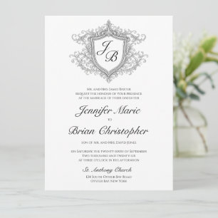 Invitation élégante avec blason monogrammé
