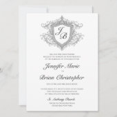 Invitation élégante avec blason monogrammé (Devant)