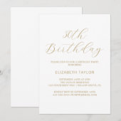 Invitation élégante avec calligraphie dorée pour 3 (Devant / Derrière)
