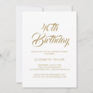 Invitation élégante avec calligraphie dorée pour 4