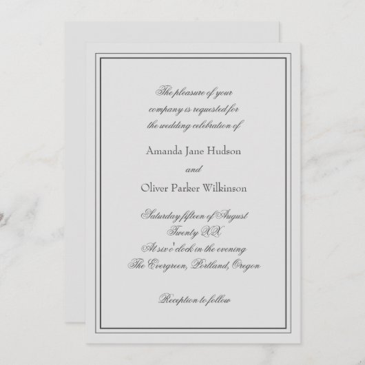 Invitation Élégante Avec Deux Frontières Et Texte  (Devant / Derrière)