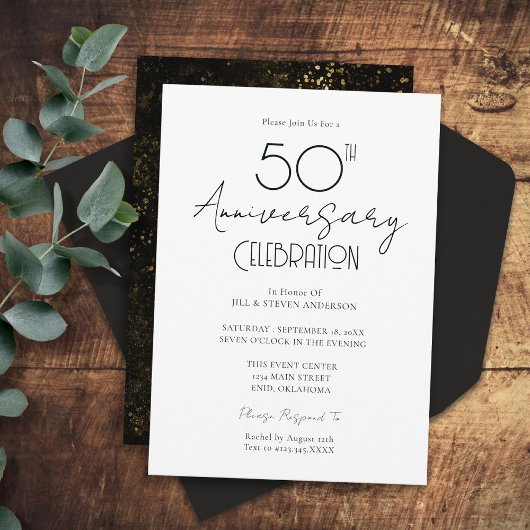 Invitation élégante avec écriture pour les 50 ans 