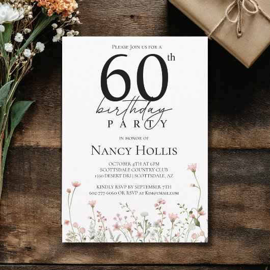 Invitation élégante avec écriture pour une fête d'