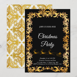 Invitation élégante avec étoiles à paillettes noir