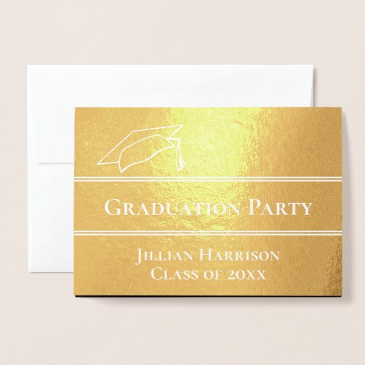 Invitation élégante avec feuille d'or pour fête de (Devant avec enveloppe)