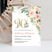 Invitation élégante avec fleurs pour ses 90 ans po