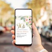 Invitation élégante avec fleurs pour ses 90 ans po