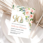 Invitation élégante avec fleurs pour ses 90 ans po