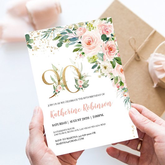 Invitation élégante avec fleurs pour ses 90 ans po