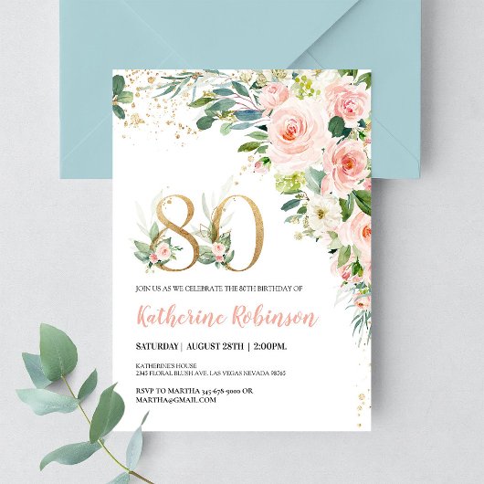 Invitation élégante avec fleurs pour un brunch d'a