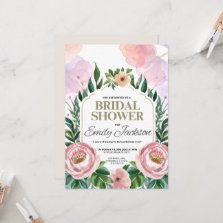 Invitation élégante avec fleurs pour une douche de