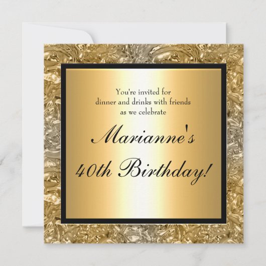 Invitation élégante avec look feuille d'or pour to (Devant)