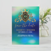 Invitation élégante avec monogramme doré (Debout devant)