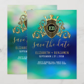 Invitation élégante avec monogramme doré (Devant / Derrière)