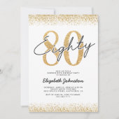 Invitation élégante avec paillettes dorées pour 80 (Devant)