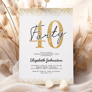 Invitation élégante avec paillettes dorées pour le
