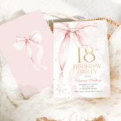 Invitation élégante avec ruban rose pour 18e anniv