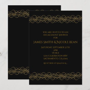 Invitation élégante avec tourbillon moderne noir e