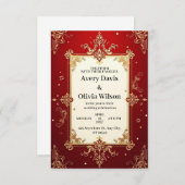 Invitation élégante avec un fond rouge audacieux. (Devant / Derrière)