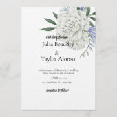 Invitation Élégante avec une Grande Rose Blanche | (Devant)