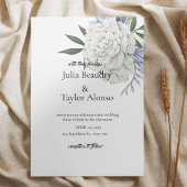 Invitation Élégante avec une Grande Rose Blanche |