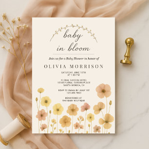 Invitation Élégante Baby In Bloom Baby Shower Bohème