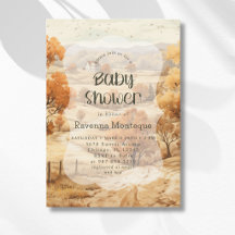 Élégante Baby Shower Aquarelle Forêt d'Automne