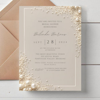 Invitation Élégante Baby Shower avec Perle de Crème Modifiabl