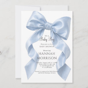 Invitation Élégante Baby Shower Bleu Arc-en-ciel pour Garçon