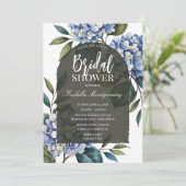 Invitation Élégante Baby Shower Bleu Hydrangea (Debout devant)