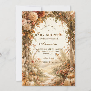 Invitation Élégante Baby Shower Bohème Automne