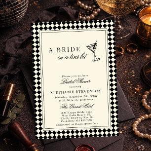 Invitation Élégante Baby Shower carreaux Old Money Martini po