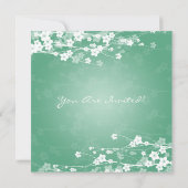 Invitation Elégante Baby shower Cerise Fleur Mint (Dos)