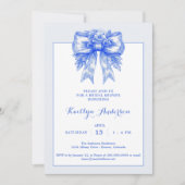 Invitation Élégante Baby Shower de mariage bleu et blanc Chin (Devant)