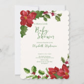 Invitation Élégante Baby Shower de Noël Recto-Verso (Devant)