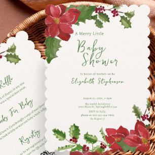 Invitation Élégante Baby Shower de Noël Recto-Verso