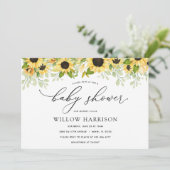 Invitation élégante Baby shower de tournesol (Debout devant)