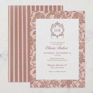 Invitation Élégante Baby Shower Florale de Mariée Vintage